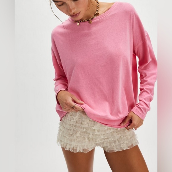 Free People Nina Long-sleeve Tee in flowering ginger Sz M - Picture 1 of 5